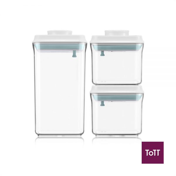 Ankou Set of 3 Clear Plastic Square Air Tight Container