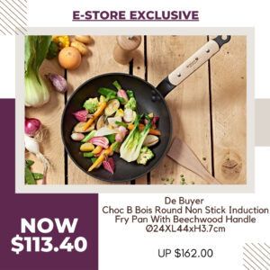 De Buyer Choc B Bois Round Non Stick Induction Fry Pan With Beechwood Handle Ø24XL44xH3.7cm De Buyer Choc B Bois Round Non Stick Induction Fry Pan With Beechwood Handle Ø24XL44xH3.7cm