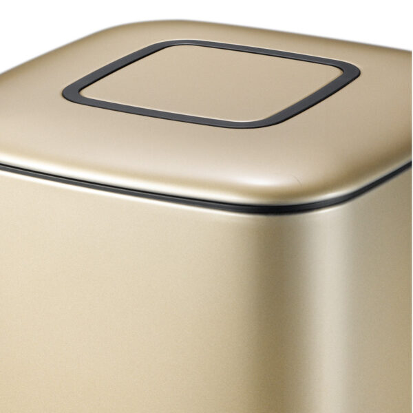 EKO Regent Stainless Steel Square Step Bin With Soft Closing Lid 9L, Champagne Gold