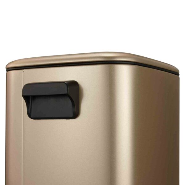 EKO Regent Stainless Steel Square Step Bin With Soft Closing Lid 9L, Champagne Gold