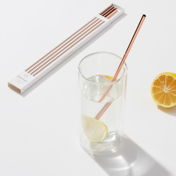 W&P Porter Metal Straw With Cleaner 10 4Pcs/Set, Copper