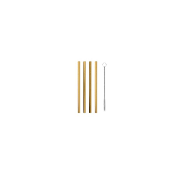 W&P Porter Metal Straw With Cleaner 5 4Pcs/Set, Gold