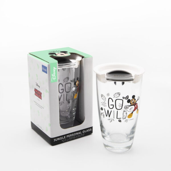 Ocean  Mickey Jungle Personal Drinking Glass With Grey Lid 465ml