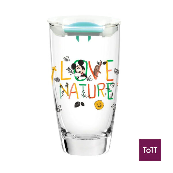Ocean Mickey Jungle Personal Drinking Glass With Green Lid 465ml