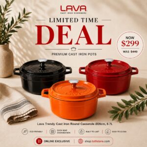 Lava Trendy Cast Iron Round Casserole Ø28cm, 6.7L Lava Trendy Cast Iron Round Casserole Ø28cm, 6.7L