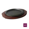 Round Cast Iron Hot Plate Ø21cm with Wooden Underliner