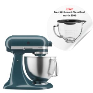 Kitchenaid Artisan Mixer, KSM193, 4.8L, Agave (Free 5 Quart Tilt-Head Glass Bowl worth $209)