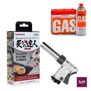 Bundle Set Iwatani Cassette Gas Torch Burner L16cm with 3pcs Gas Catridge