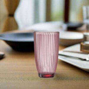 Arcoroc Rock Line Ice Pink T Set of 6 Tempered Glass Tumbler Ø7.75xH13.6cm, 390ml