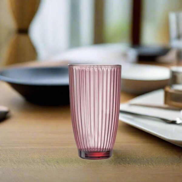 Arcoroc Rock Line Ice Pink T Set of 6 Tempered Glass Tumbler Ø7.75xH13.6cm, 390ml