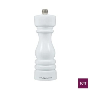 Cole&Mason London Wooden Pepper Mill 18cm, White Gloss
