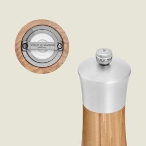 Cole&Mason Bromley Stainless Steel Salt Mill 15cm, Olive Wood