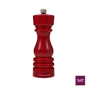 Cole&Mason London Wooden Salt Mill 18cm, Red Gloss