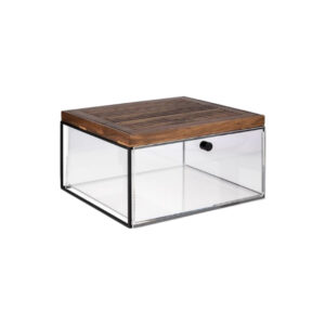 APS Acrylic Drawer Set With Walnut Wood Bread Board And Removable Crumb Tray L35.4xW32.5xH2cm