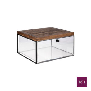 APS Acrylic Drawer Set With Walnut Wood Bread Board And Removable Crumb Tray L35.4xW32.5xH2cm