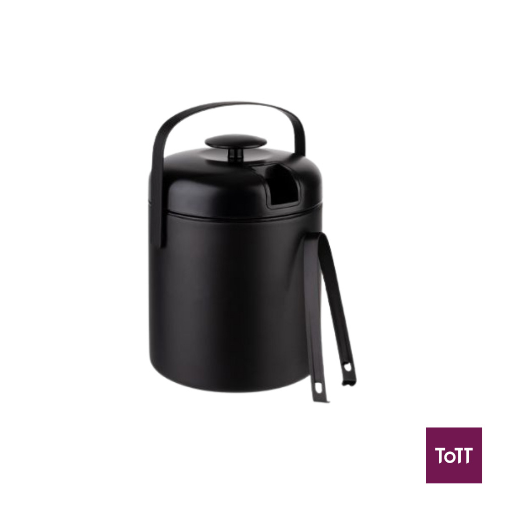 APS Stainless Steel Ice Bucket With Tongs Ø14xH22cm, 1.3L, Black APS Stainless Steel Ice Bucket With Tongs Ø14xH22cm, 1.3L, Black