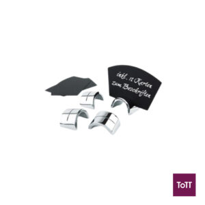 APS Chrome-Plated Polypropylene Menu/Card Holder Set (Inclusive Of 6 Card Holders & 12 Black Plastic Cards) L4xW2.5xH2cm, 6Pcs/Set