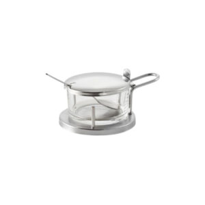 APS Stainless Steel & Glass Cheese Pot With Spoon & Lid Ø11xH7cm, 180ml, Classic