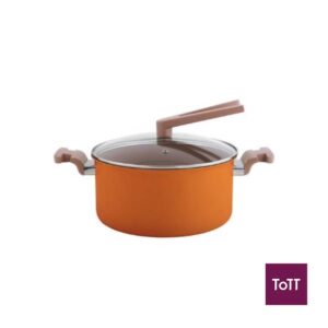 Safico Pro Aluminium Nonstick Ceramic Induction Usable Casserole With Standable Handle Ø24X12cm, 5.3L, Orange