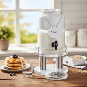 Alternative view of APS Top Fresh Porcelain Milk Dispenser With Tag, 1 Acrylic Cooler In Base, & Touchless Adapter, L31xW21xH42cm, 4L, White