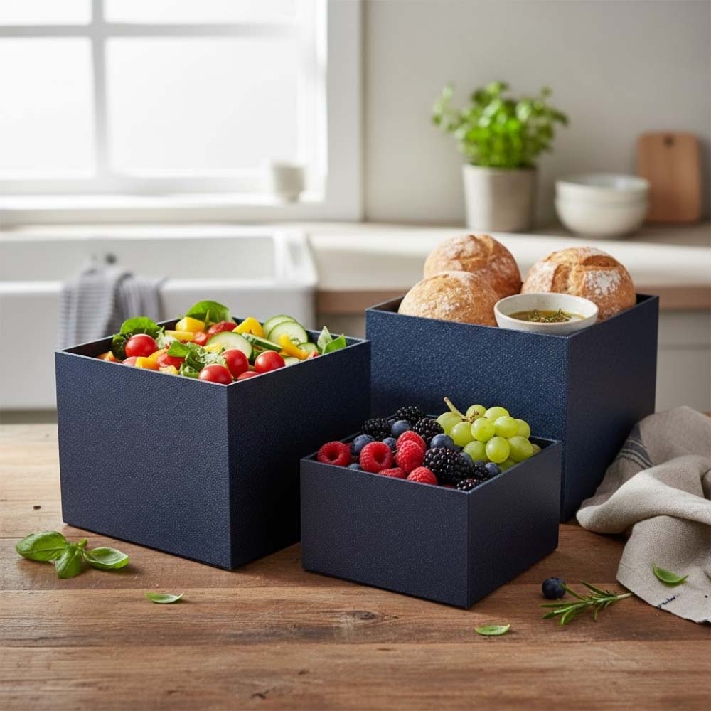 Poseidon Recycled Polystyrene Nestable Square Box L28xW28xH25cm, 3pcs/Set, Deep Blue Poseidon Recycled Polystyrene Nestable Square Box L28xW28xH25cm, 3pcs/Set, Deep Blue - Image 2