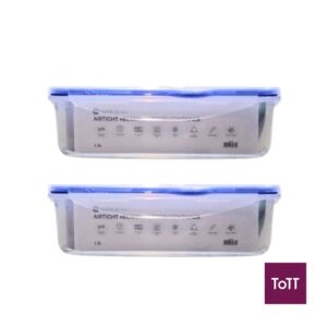 Safico Pro Set of 2-piece Polypropylene Airtight Rectangle Food Container L23xW16.7xH6.6cm, 1.5L
