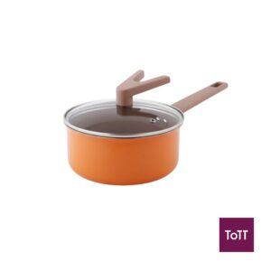 Safico Pro Aluminium Nonstick Ceramic Induction Usable Saucepan With Standable Handle Ø18xH8.5cm, 2L, Orange