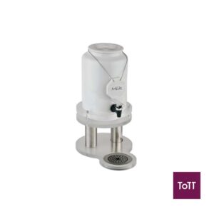 APS Top Fresh Porcelain Milk Dispenser With Tag, 1 Acrylic Cooler In Base, & Touchless Adapter, L31xW21xH42cm, 4L, White