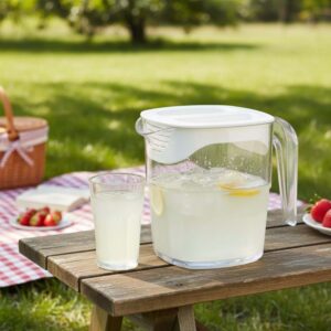 Alternative view of Araven Polycarbonate Stackable Jug with Lid, L16.7xW11.9xH13cm, 1L/34oz, White