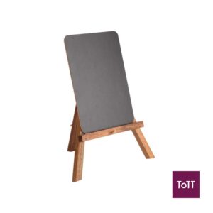 APS Table Chalk Board With Acacia Wood Easel Stand L19.5X15xH24cm, Black