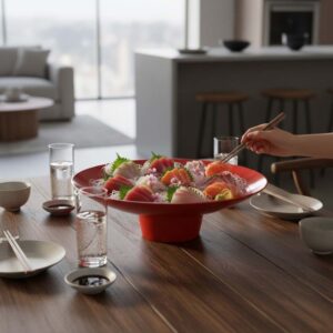 Alternative view of Sashimi Plate With Stand Ø54xH18.8cm, Red