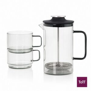 Ad Hoc Tinted Grey Borosilicate Glass Impact French Press Coffee Maker Ø9xH17cm, 600ml Ad Hoc Tinted Grey Borosilicate Glass Impact French Press Coffee Maker Ø9xH17cm, 600ml