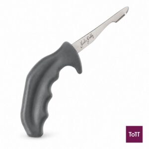Zyliss Stainless Steel Tapered Blade Oyster Knife With Unique Ergo-Dynamic 135° Angle Handle And Integrated Finger Guard, Gray, Shucker Paddy Zyliss Stainless Steel Tapered Blade Oyster Knife With Unique Ergo-Dynamic 135° Angle Handle And Integrated Finger Guard, Gray, Shucker Paddy