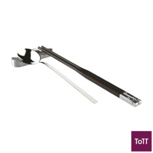 Sambonet Marco Polo Stainless Steel Chopsticks & Spoon With Holder Set of 3 Pieces