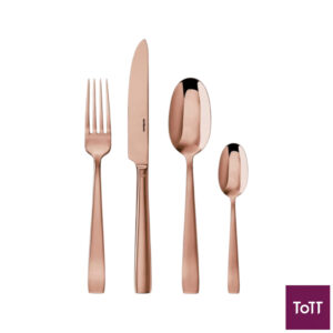 Sambonet Flat Mirror PVD Copper Stainless Steel Cutlery Set of 24 Pieces Sambonet Flat Mirror PVD Copper Stainless Steel Cutlery Set of 24 Pieces