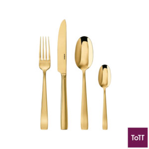 Sambonet Flat Mirror PVD Gold Stainless Steel Cutlery Set of 24 Pieces Sambonet Flat Mirror PVD Gold Stainless Steel Cutlery Set of 24 Pieces